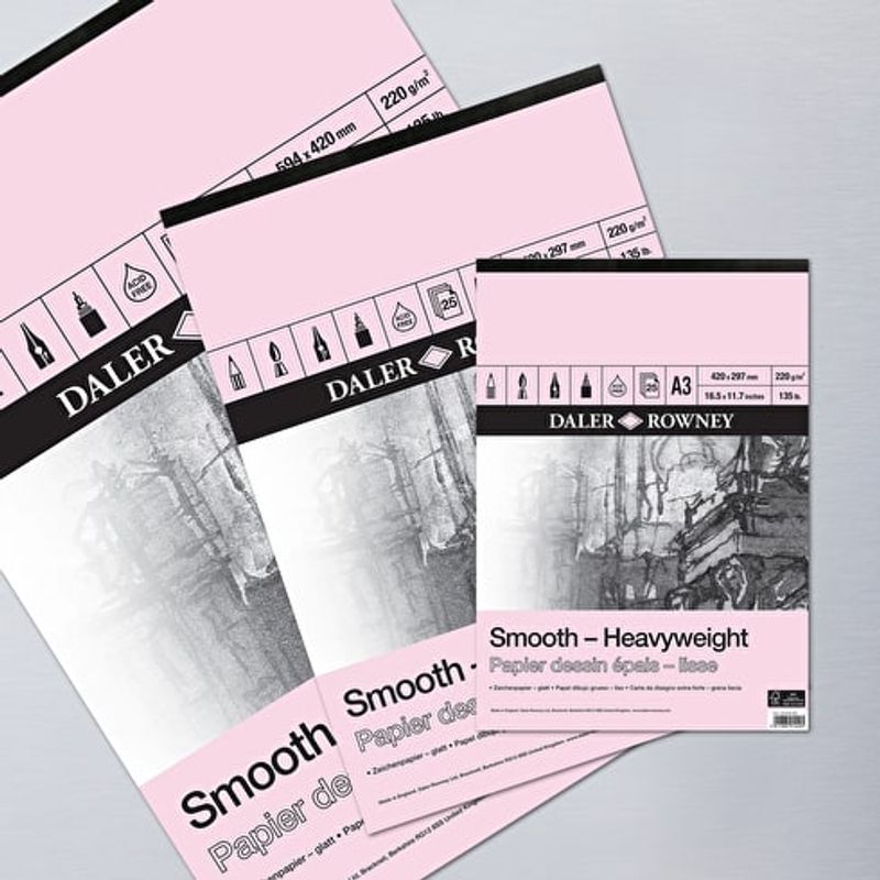 DR Smooth Heavyweight drawing 220g A3 (25) Sileä, 25 sivua