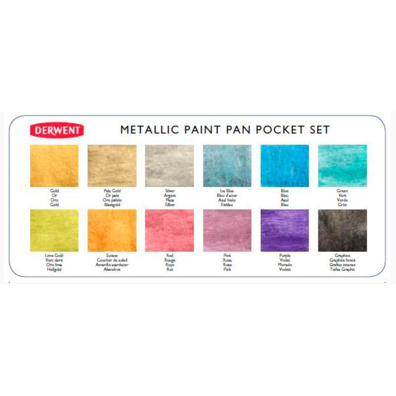 Derwent Metallic Watercolor Paint 12 Pan Palette