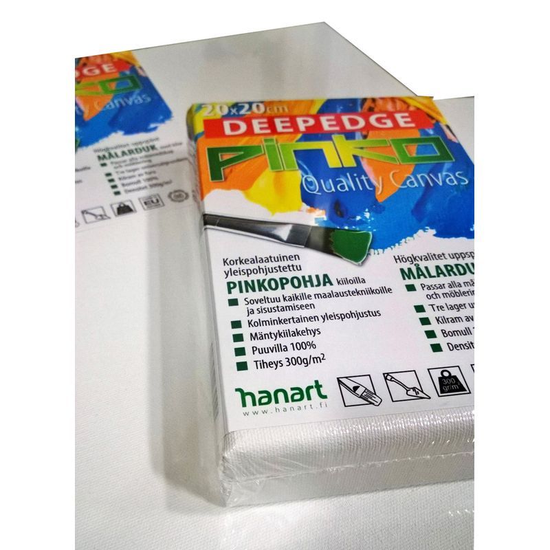 PINKO DEEPEDGE 20x20cm Maalauspohja 38mm, 100% puuvilla 300g (990)