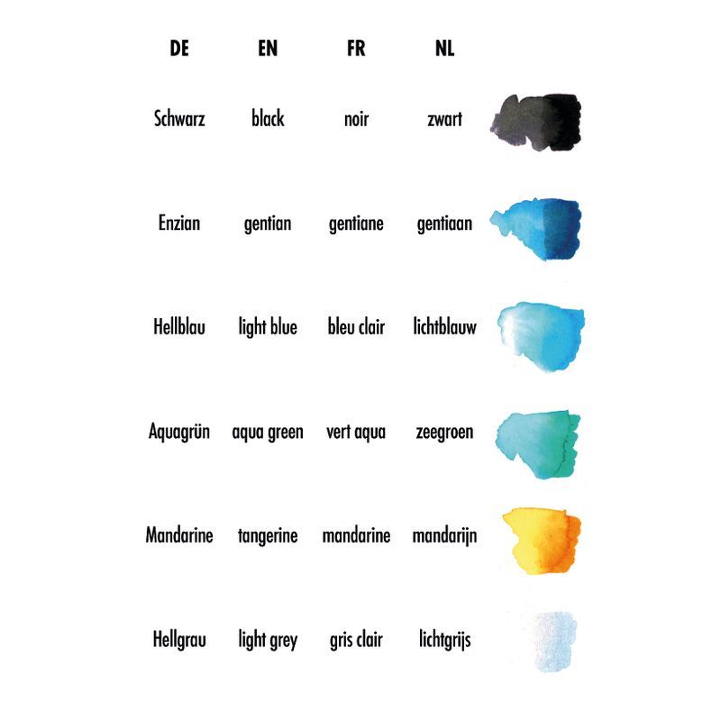 Marabu Graphix Aqua Pen 6 Metropolitan, kaksipäinen akvarellitussi, sivellin ja fineliner