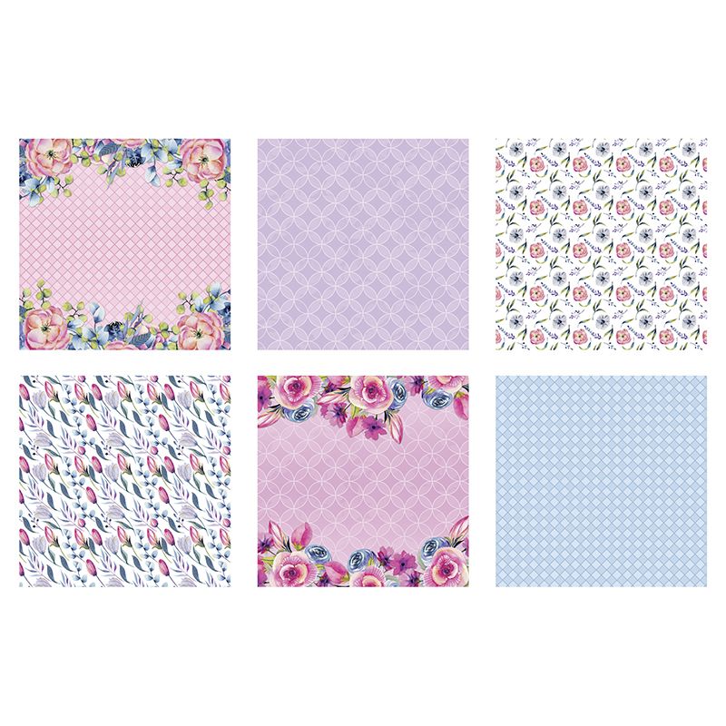 P. Kuviopaplehtiö Floral Daze 20x20cm, 160g 24ark, 6 kuosia
