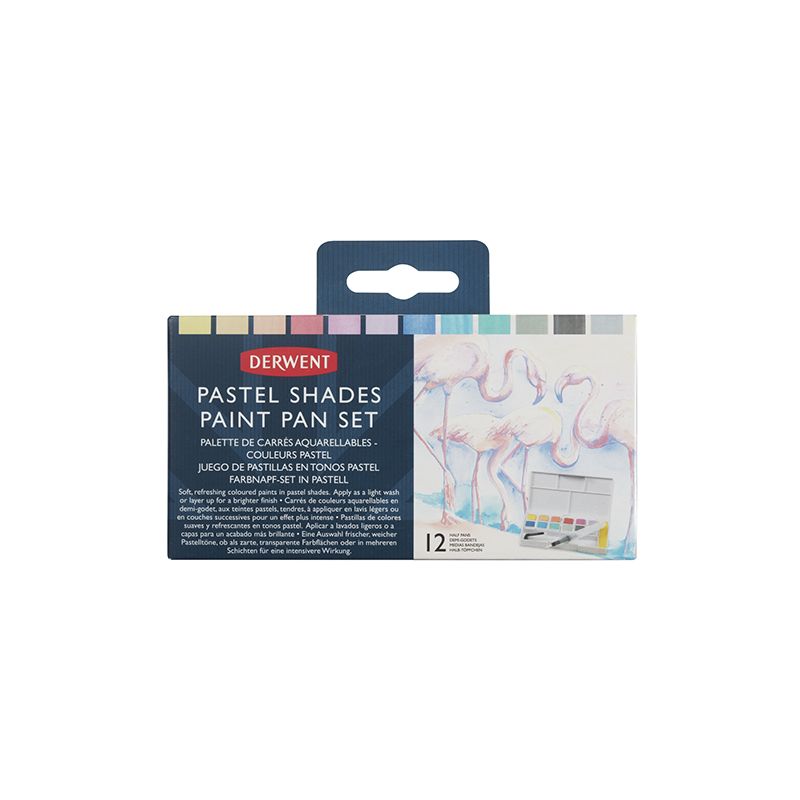 Derwent Pastel Shades Paint Set, sis. säiliösivellin ja 12 värinappia
