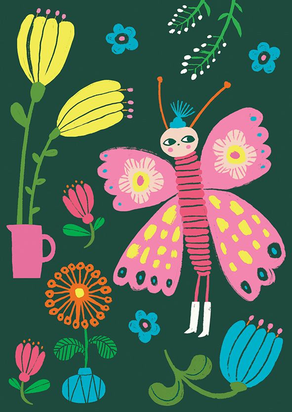 Postikortti Mira Mallius - Perhonen