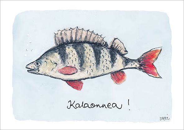Postikortti Sari's Artwork - Kalaonnea!