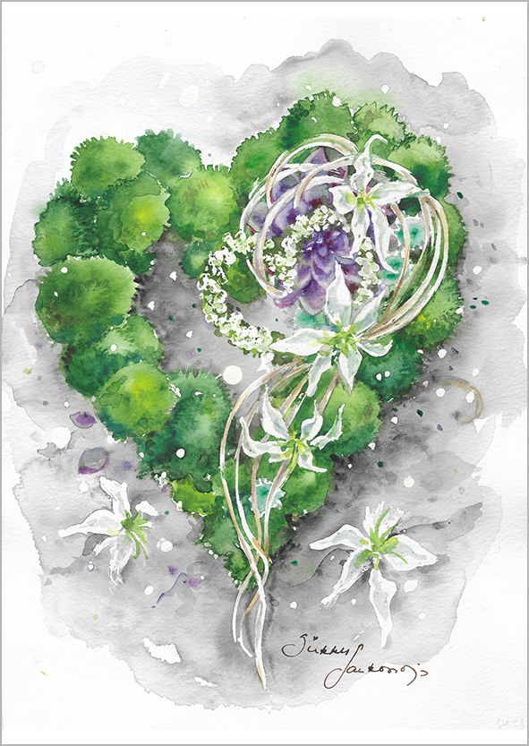 2-osainen kortti Sirkku Saukonoja - Sydänkranssi