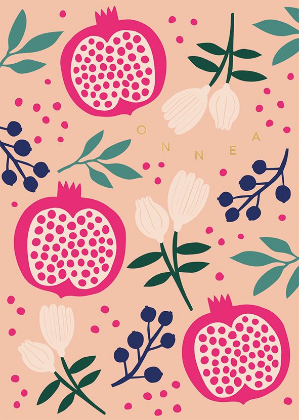 2-osainen kortti Mira Mallius - Granaattiomena, onnea