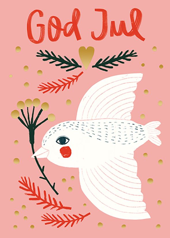 2-osainen joulukortti Mira Mallius - Rauhankyyhky