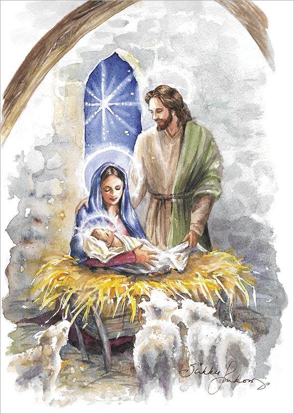 2-osainen kortti joulu Sirkku Saukonoja - Seimi