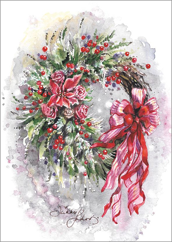 Postikortti joulu Sirkku Saukonoja - Kranssi
