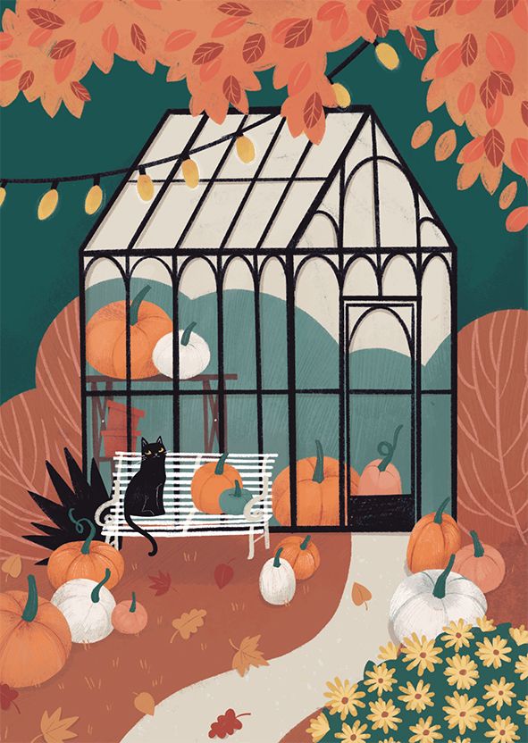 Postikortti Kaisu Sandberg - Syksyinen kasvihuone