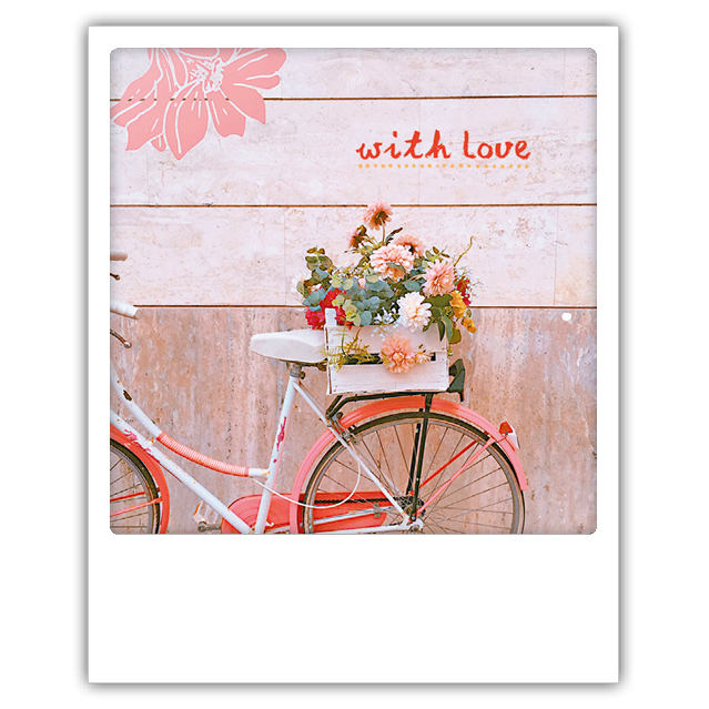 Postikortti Pickmotion - Polkupyörä ja kukat, with love