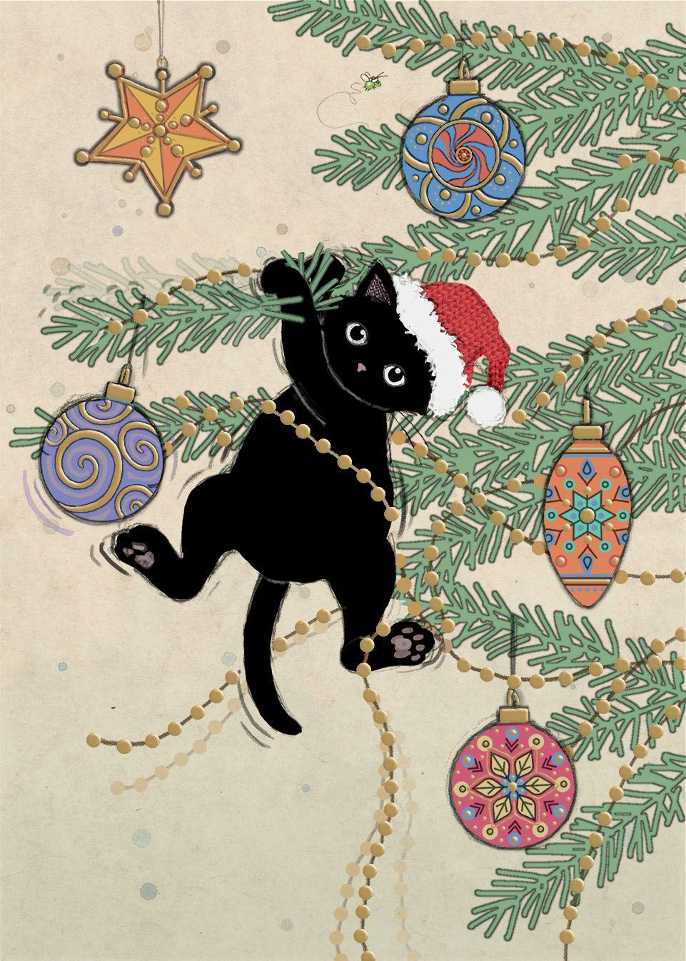 2-osainen kortti joulu Bug Art - Christmas Kitty