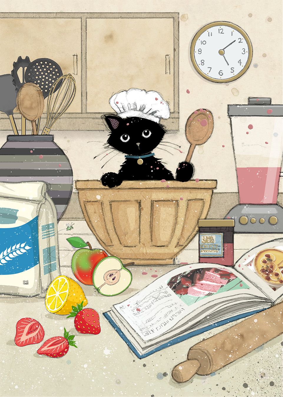 2-osainen kortti Bug Art - Kissa keittiössä