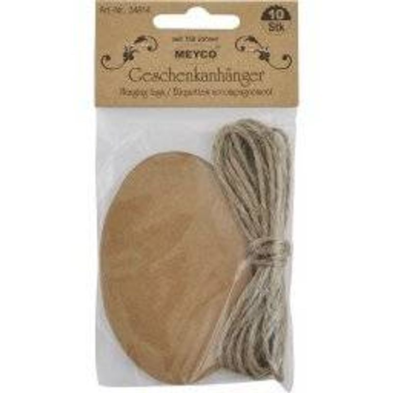 P. MEYCO Pakettikortit ovaali 55x82mm 10 kpl, voimapaperi