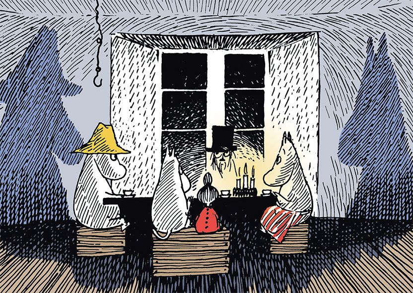 2-osainen kortti Muumi - Pöydän ääressä