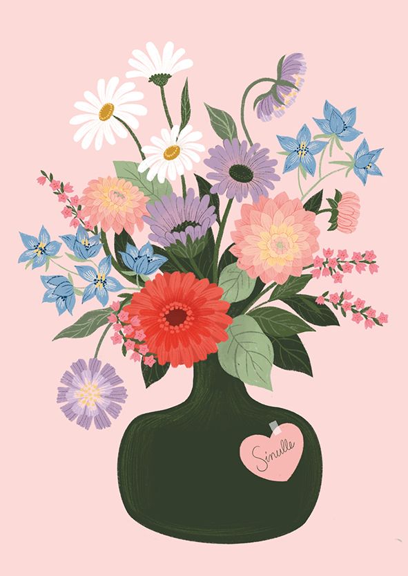 Postikortti Kaisu Sandberg - Kukat maljakossa