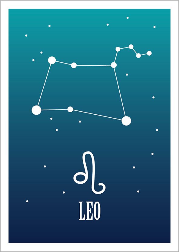 Kohopainettu postikortti Zodiac Signs - Leo / Leijona