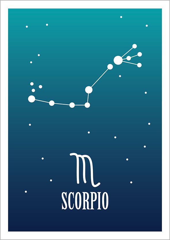 Kohopainettu postikortti Zodiac Signs - Scorpio / Skorpioni