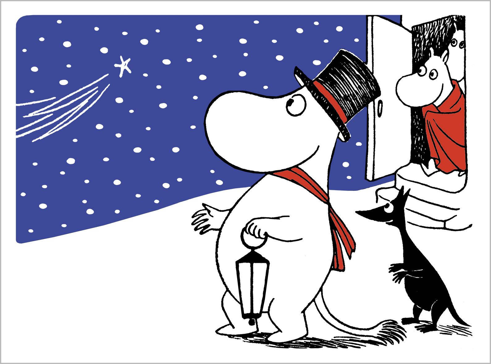 2-osainen kohopainokortti joulu Muumi - Tähdenlento