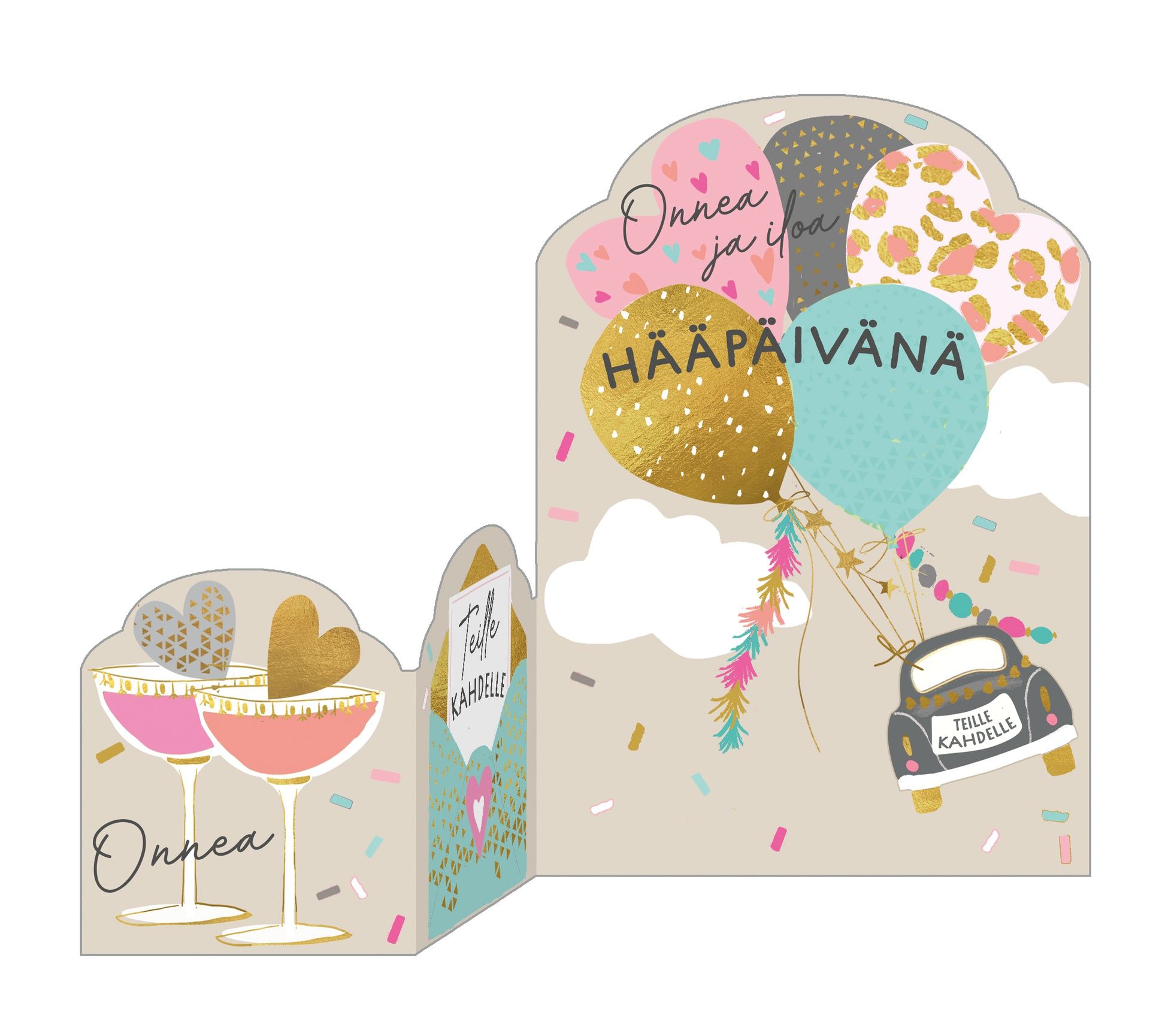 2-osainen kortti Hammond Gower - Onnea ja iloa hääpäivänä