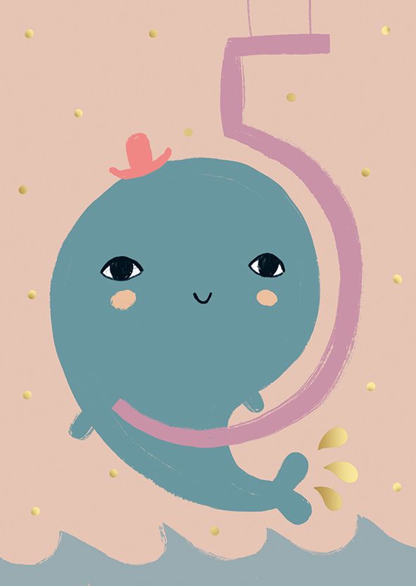 Postikortti Mira Mallius - 5-v. ikävuosikortti Valas