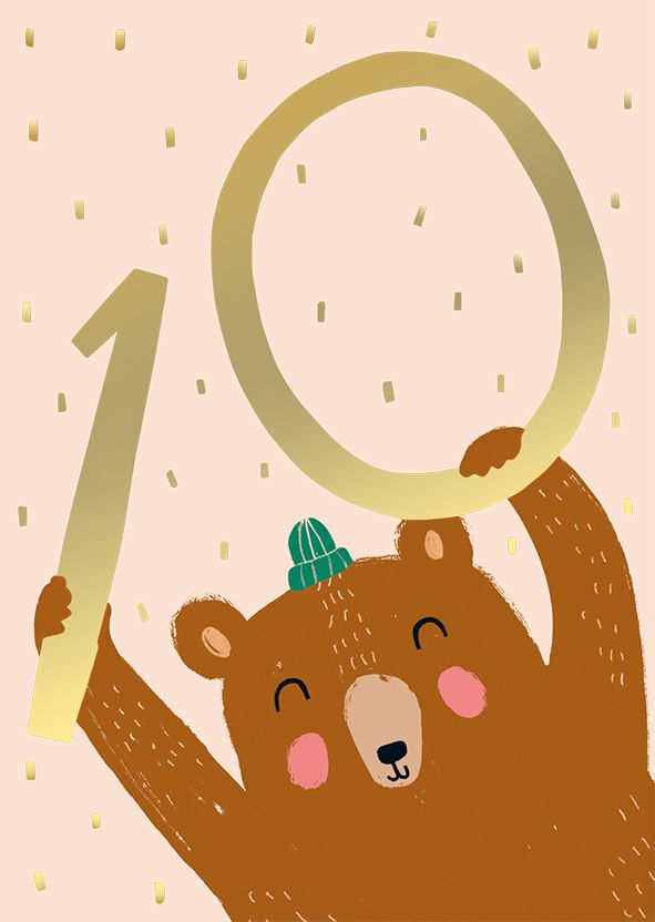 Postikortti Mira Mallius - 10-v. ikävuosikortti Karhu