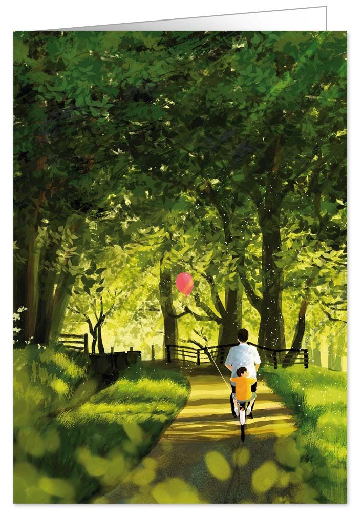 2-osainen kortti Quire - Pyöräilijä ja ilmapallo