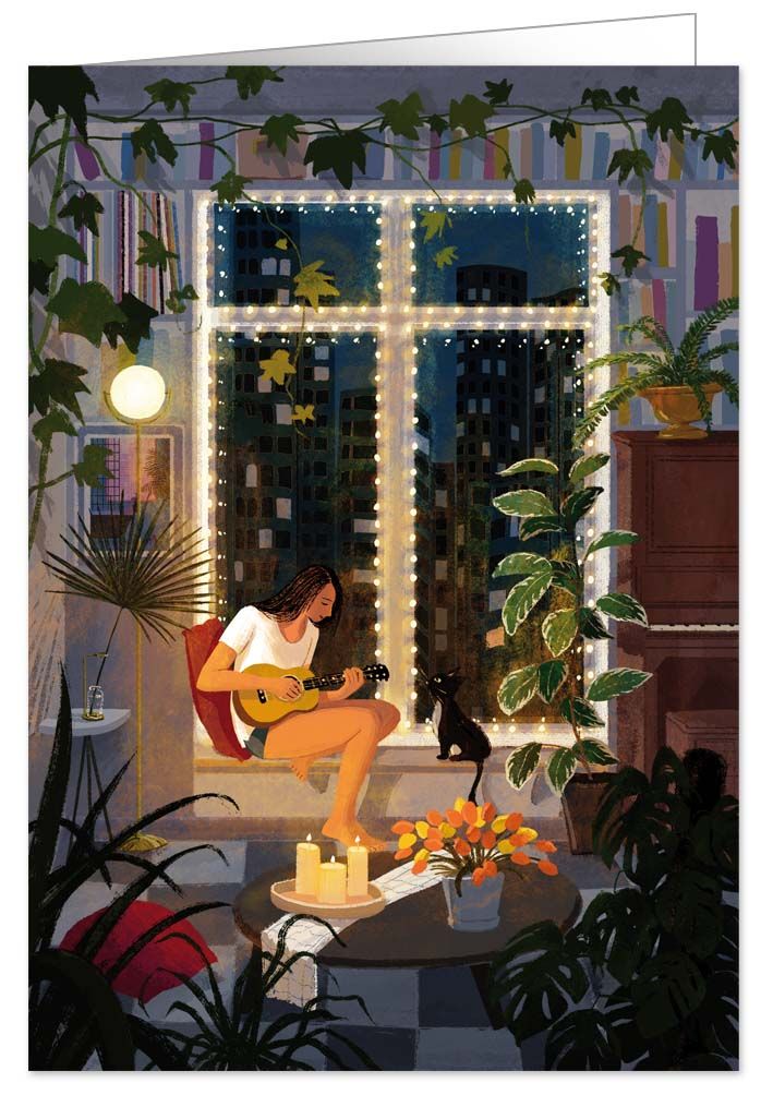 2-osainen kortti Quire - Tyttö ikkunalaudalla