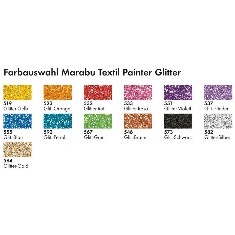 Marabu Tekstiilitussi Glitter 582 3mm hopea, vaaleille ja tummille kankaille