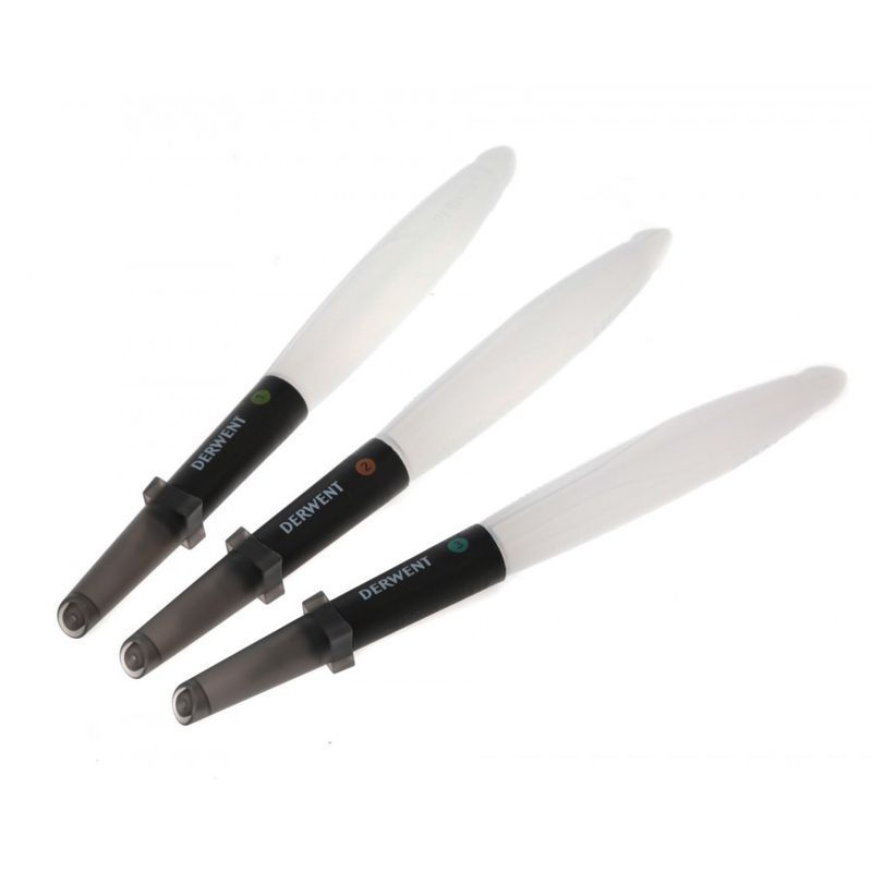 Derwent Waterbrush säiliösivellin 3 pakkaus, fine, medium, leveä
