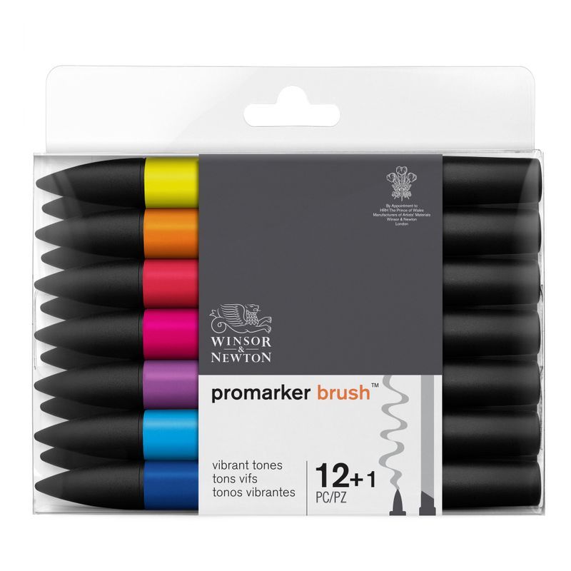 WN Promarker Brush 12+1 Vibrant tones, sivellintussilajitelma