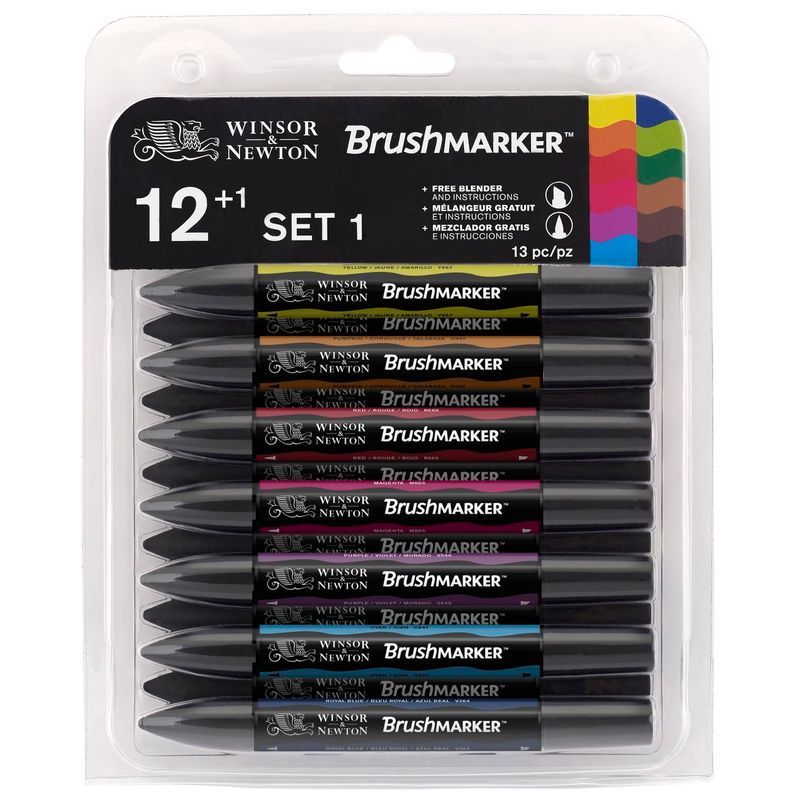 WN Promarker Brush 12+1 Vibrant tones, sivellintussilajitelma