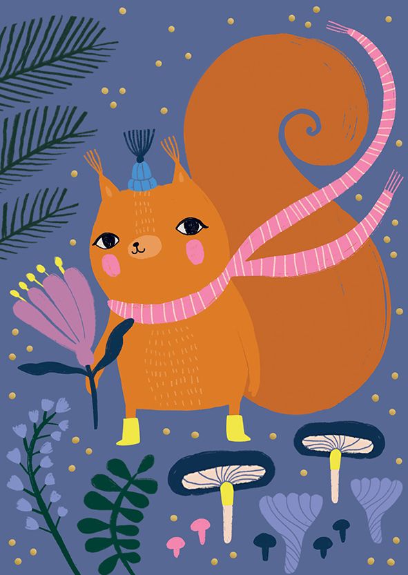 Postikortti Mira Mallius - Kotimetsä, orava