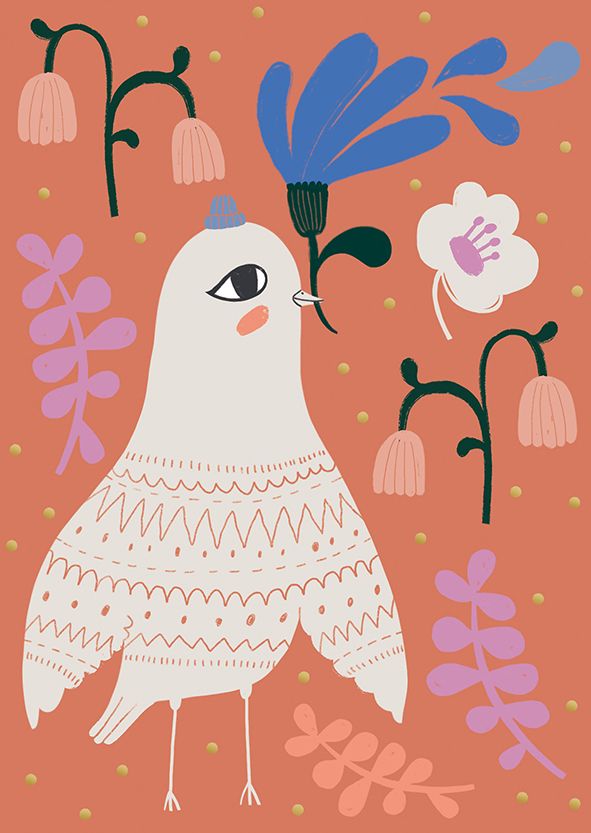 Postikortti Mira Mallius - Kotimetsä, lintu