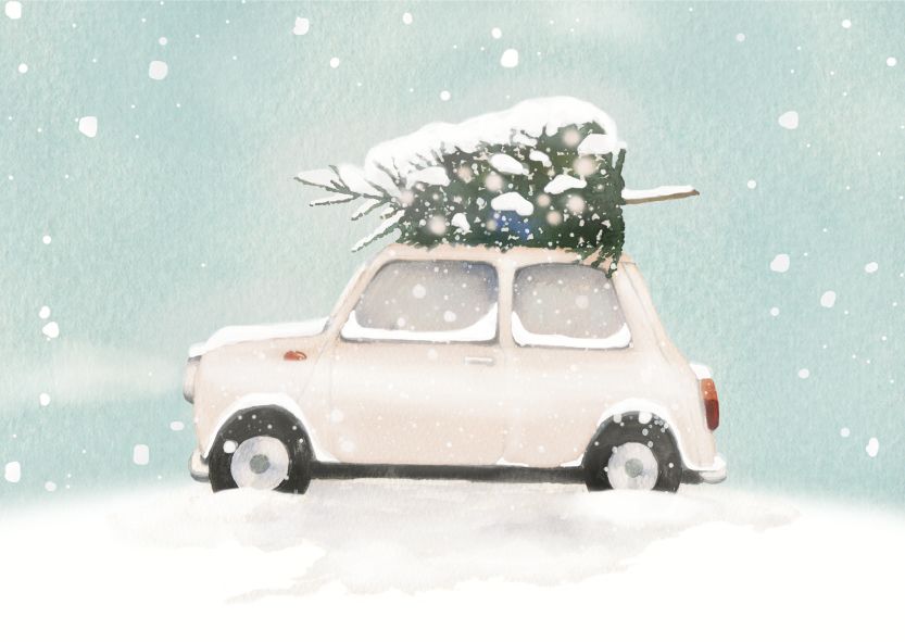 2-osainen kortti joulu Henna Adel - Joulukuusi Minin katolla