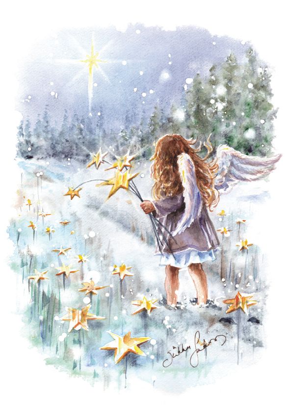 2-osainen kortti joulu Sirkku Saukonoja - Jouluenkeli