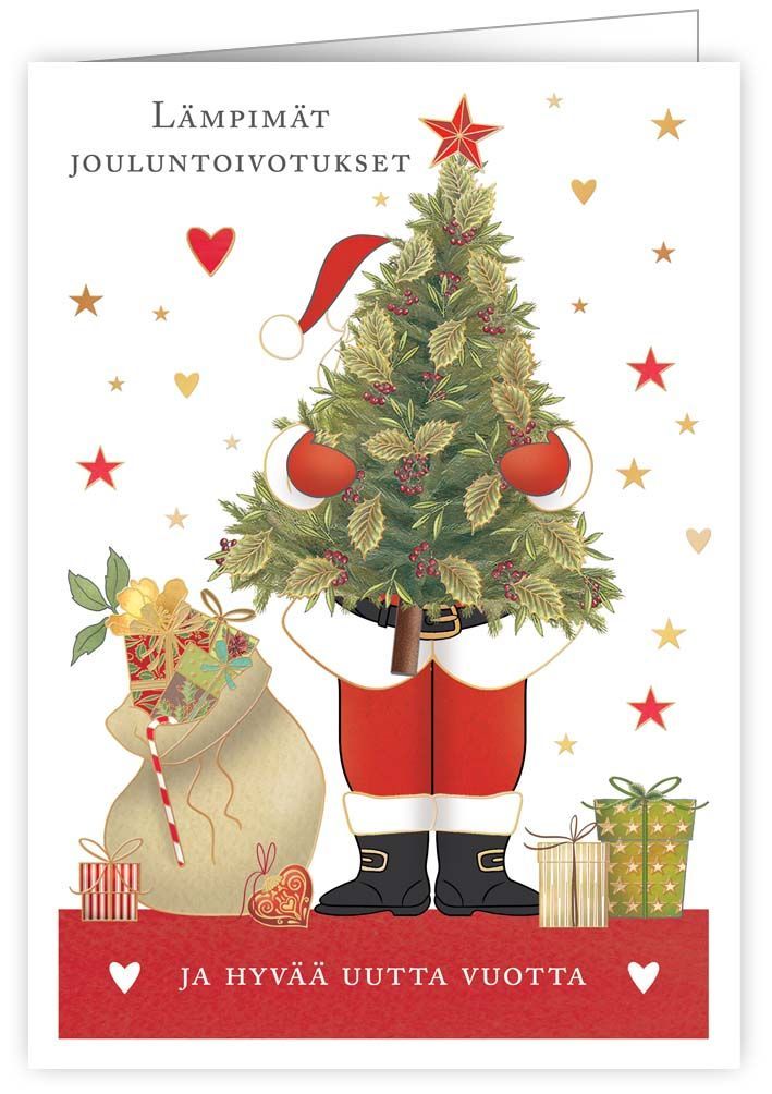 2-osainen kortti joulu Quire - Pukki ja kuusi