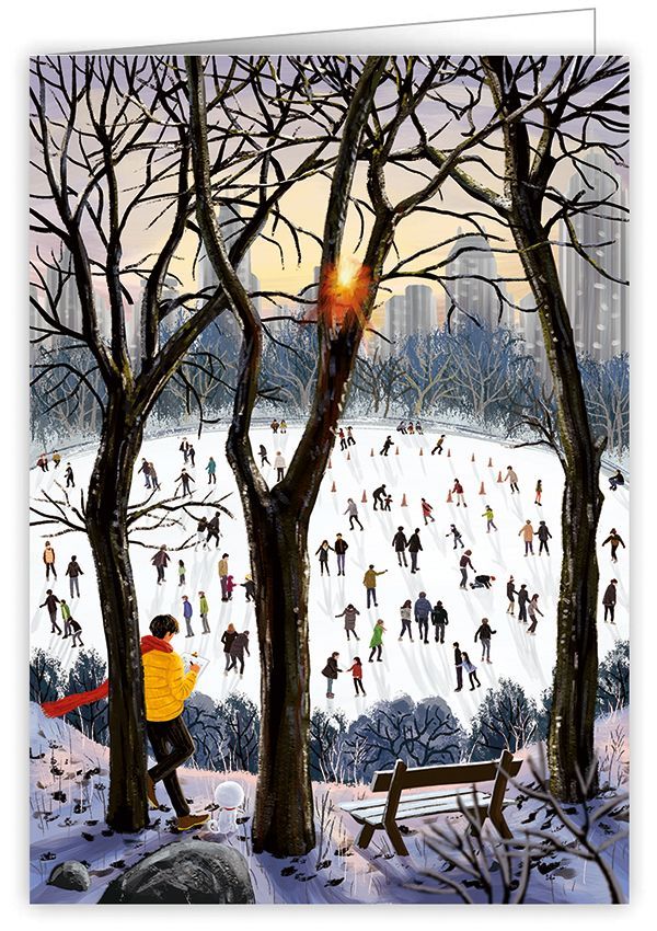 2-osainen kortti joulu Quire - Luistelukenttä