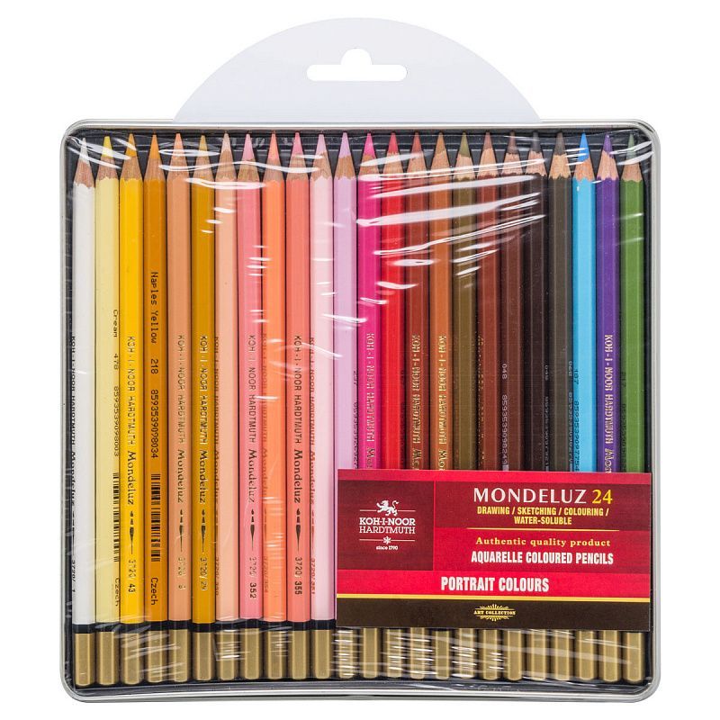 P. KOH Mondeluz 24 akvarellikynälajitelma Portrait, metallirasia, blister-pakkaus