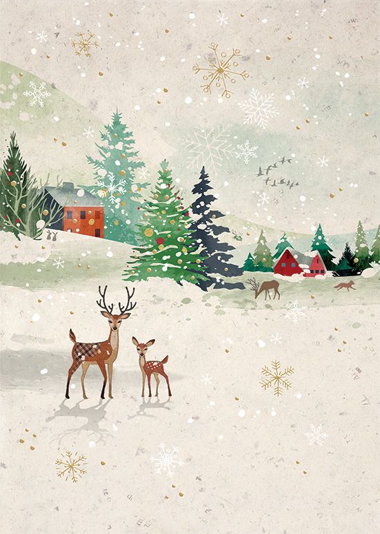 2-osainen kortti joulu Bug Art - Deerscape