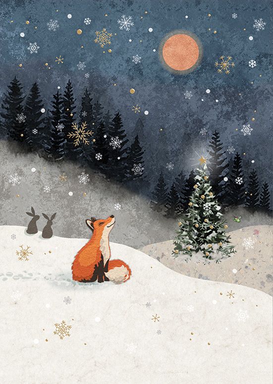 2-osainen kortti joulu Bug Art - Snow Fox