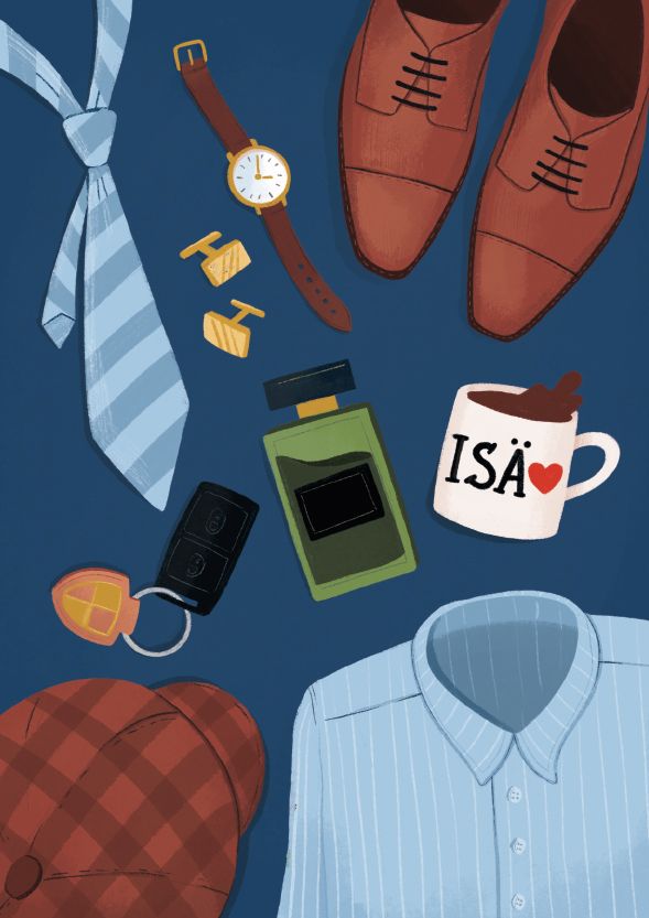 2-osainen kortti Kaisu Sandberg - Isä-kollaasi