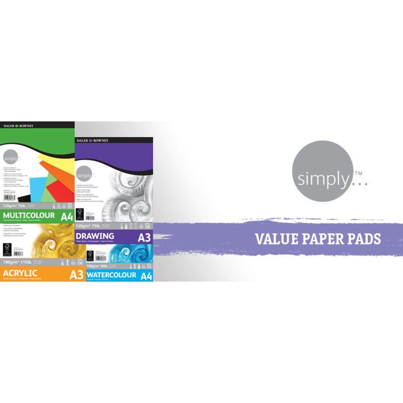 DR Simply akryylilehtiö 190g A4 (16), 16 sivua, akryyliväreille