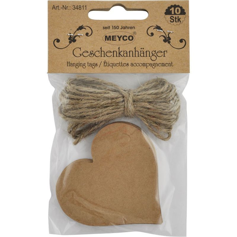 P. MEYCO Pakettikortit sydän 58x57mm 10 kpl // voi, voimapaperi