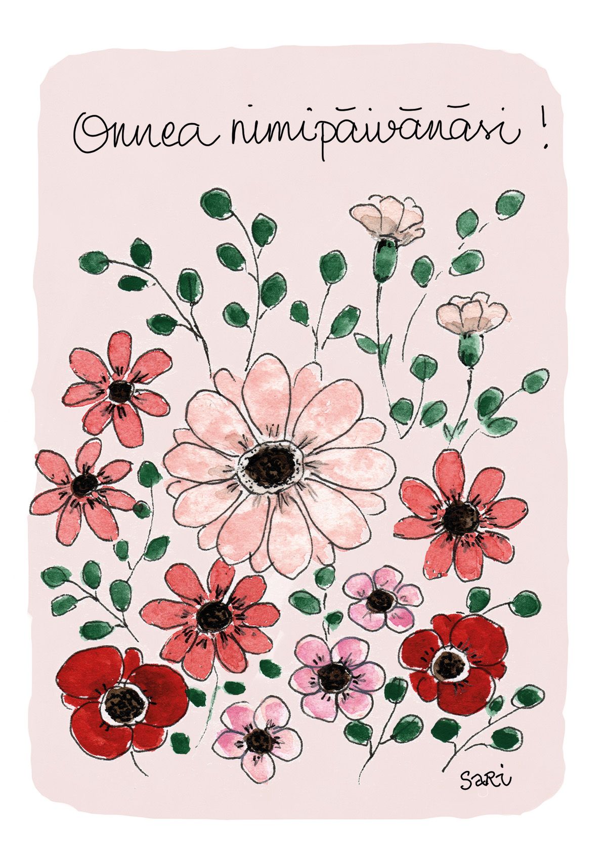 2-osainen kortti Sari's Artwork - Nimipäivä