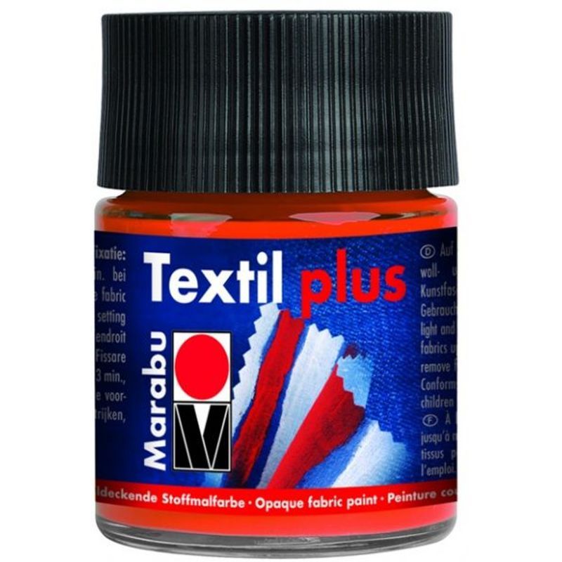 Marabu Tekstiiliväri PLUS 50ml 023 red orange, vaaleille ja tummille kankaille