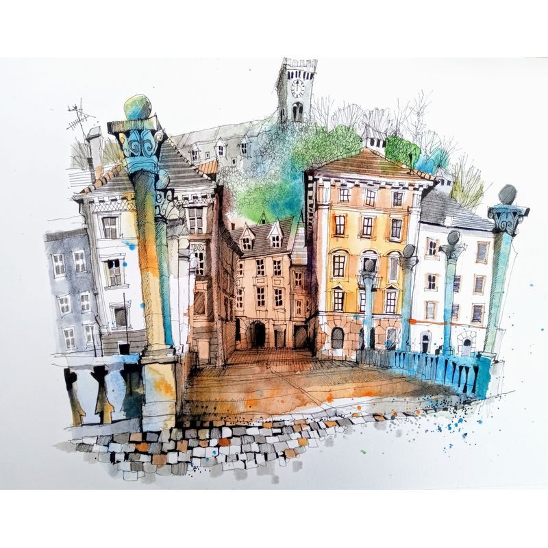 SMLT PRO-akvarellipaperi 300g A2+ (50) puolikarkea, 42,5 x 60cm,100% puuvilla-akvarellipaperi, puolik