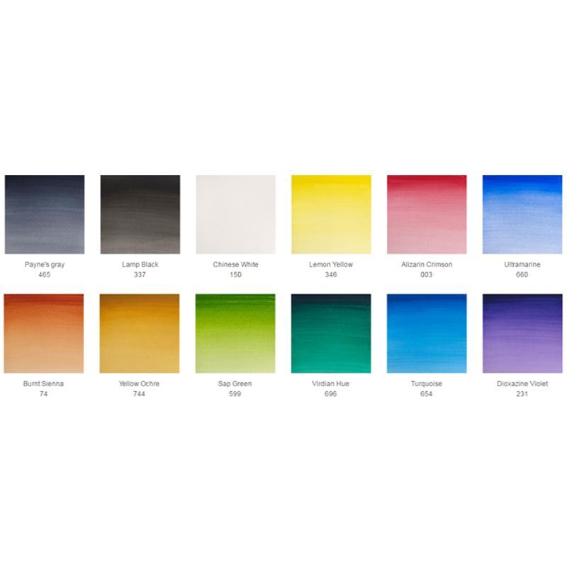 WN Cotman Brush Pen Set 12 x 1/2 nappia, akvarellilajitelma