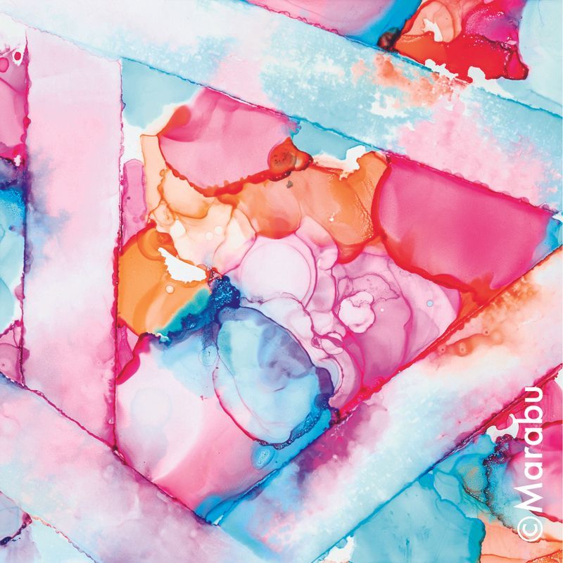 Marabu Alcohol Ink Set Flowers 3x20ml+tussi, värit 014, 020, 091 + 1 tussi ja 5 paperiark.