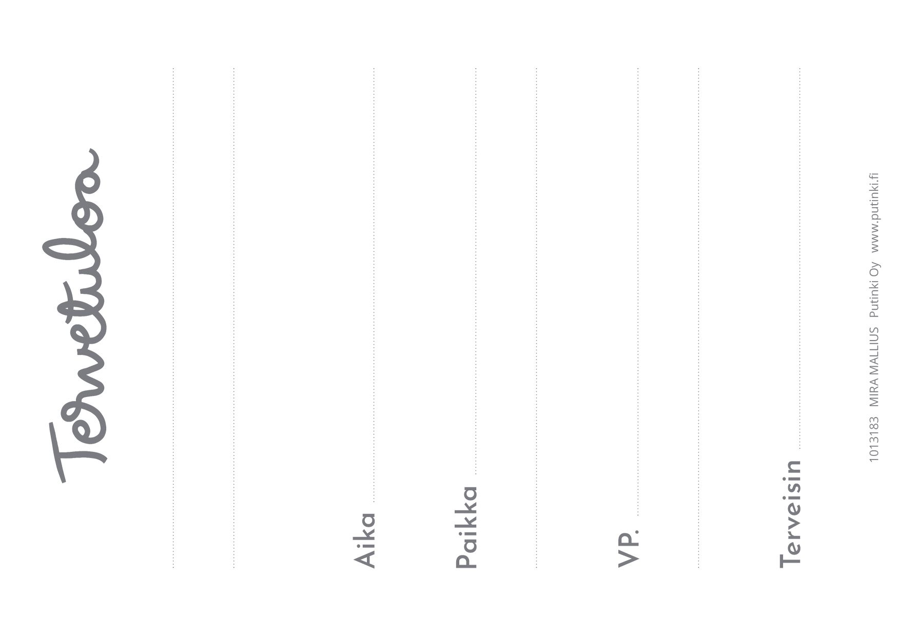 Kutsukorttipakkaus Mira Mallius - Kettu